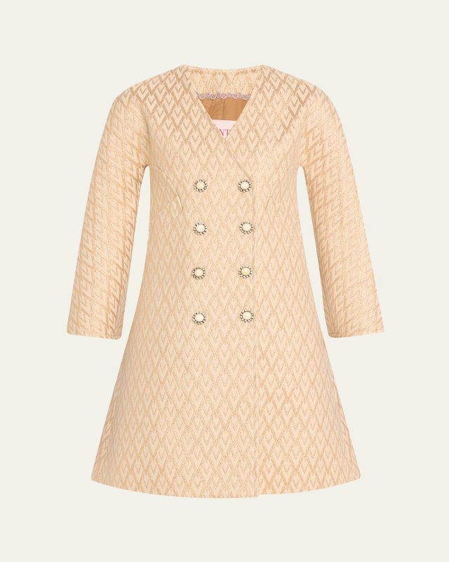 Logo Quilted Double-Breasted Swing Coat